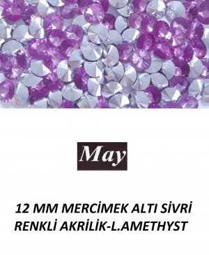 12 MM MERCİMEK ALTI SİVRİ RENKLİ AKRİLİK-LIGHT AMETHYST