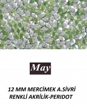 12 MM MERCİMEK ALTI SİVRİ RENKLİ AKRİLİK-PERIDOT