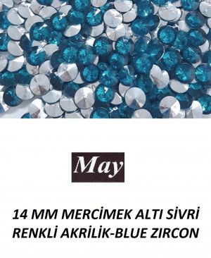 14 MM MERCİMEK ALTI SİVRİ RENKLİ AKRİLİK-BLUE ZIRCON