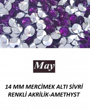 14 MM MERCİMEK ALTI SİVRİ RENKLİ AKRİLİK-AMETHYST