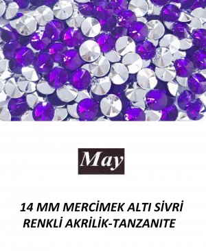 14 MM MERCİMEK ALTI SİVRİ RENKLİ AKRİLİK-TANZANITE