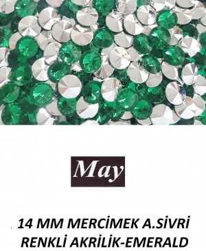 14 MM MERCİMEK ALTI SİVRİ RENKLİ AKRİLİK-EMERALD