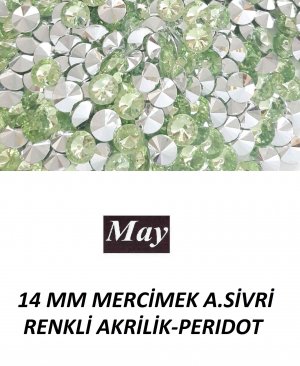 14 MM MERCİMEK ALTI SİVRİ RENKLİ AKRİLİK-PERIDOT