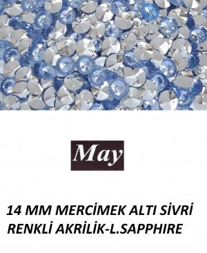 14 MM MERCİMEK ALTI SİVRİ RENKLİ AKRİLİK-LIGHT SAPPHIRE