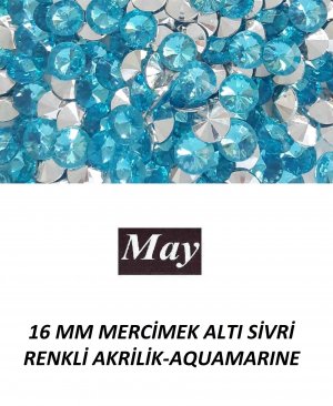 16 MM MERCİMEK ALTI SİVRİ RENKLİ AKRİLİK-AQUAMARINE