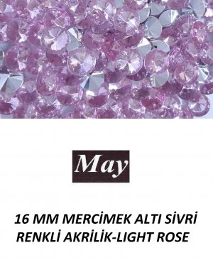 16 MM MERCİMEK ALTI SİVRİ RENKLİ AKRİLİK-LIGHT ROSE