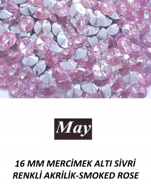 16 MM MERCİMEK ALTI SİVRİ RENKLİ AKRİLİK-SMOKED ROSE