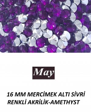 16 MM MERCİMEK ALTI SİVRİ RENKLİ AKRİLİK-AMETHYST