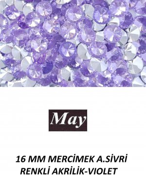 16 MM MERCİMEK ALTI SİVRİ RENKLİ AKRİLİK-VIOLET