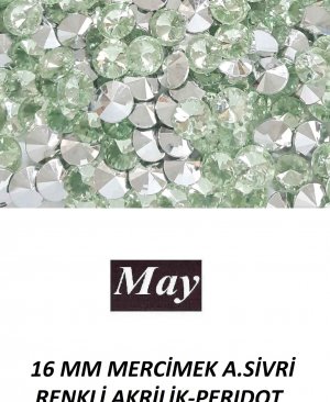 16 MM MERCİMEK ALTI SİVRİ RENKLİ AKRİLİK-PERIDOT