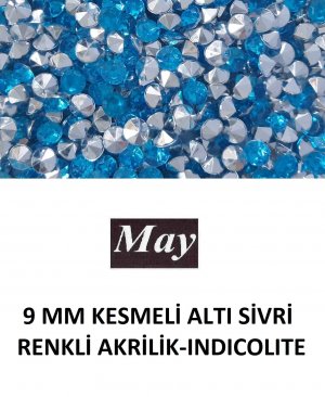 9 MM KESMELİ ALTI SİVRİ RENKLİ AKRİLİK-INDICOLITE