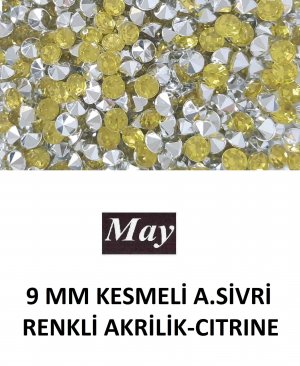 9 MM KESMELİ ALTI SİVRİ RENKLİ AKRİLİK-CITRINE