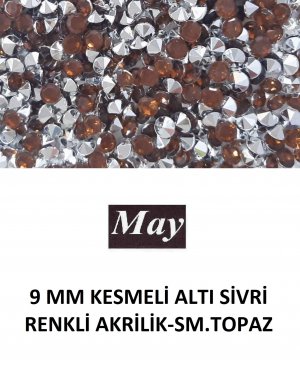 9 MM KESMELİ ALTI SİVRİ RENKLİ AKRİLİK-SM.TOPAZ