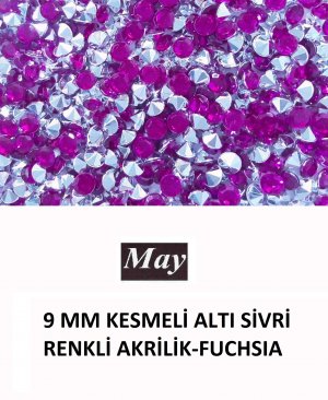 9 MM KESMELİ ALTI SİVRİ RENKLİ AKRİLİK-FUCHSIA