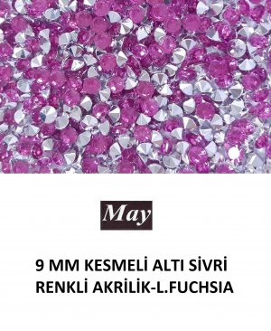 9 MM KESMELİ ALTI SİVRİ RENKLİ AKRİLİK-LIGHT FUCHSIA