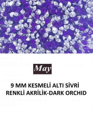 9 MM KESMELİ ALTI SİVRİ RENKLİ AKRİLİK-DARK ORCHID