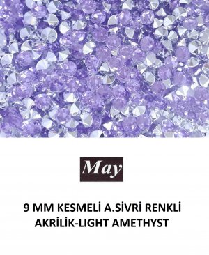 9 MM KESMELİ ALTI SİVRİ RENKLİ AKRİLİK-LIGHT AMETHYST