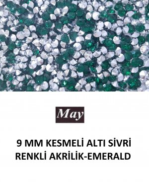 9 MM KESMELİ ALTI SİVRİ RENKLİ AKRİLİK-EMERALD