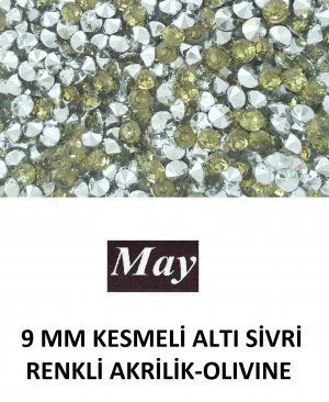 9 MM KESMELİ ALTI SİVRİ RENKLİ AKRİLİK-OLIVINE