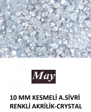 10 MM KESMELİ ALTI SİVRİ RENKLİ AKRİLİK-CRYSTAL