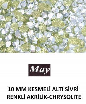 10 MM KESMELİ ALTI SİVRİ RENKLİ AKRİLİK-CHRYSOLITE