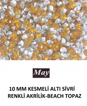 10 MM KESMELİ ALTI SİVRİ RENKLİ AKRİLİK-BEACH TOPAZ