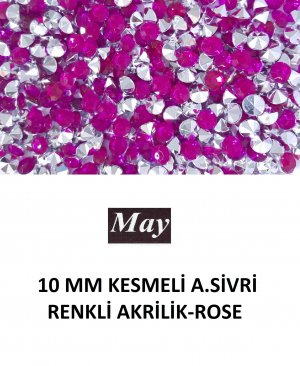 10 MM KESMELİ ALTI SİVRİ RENKLİ AKRİLİK-ROSE