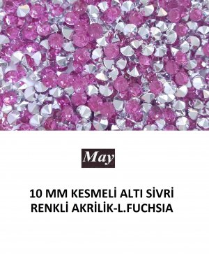 10 MM KESMELİ ALTI SİVRİ RENKLİ AKRİLİK-LIGHT FUCHSIA