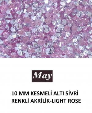 10 MM KESMELİ ALTI SİVRİ RENKLİ AKRİLİK-LIGHT ROSE