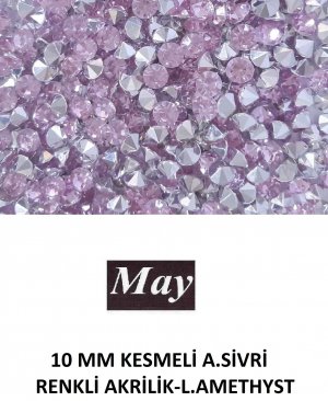 10 MM KESMELİ ALTI SİVRİ RENKLİ AKRİLİK-LIGHT AMETHYST