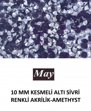 10 MM KESMELİ ALTI SİVRİ RENKLİ AKRİLİK-AMETHYST