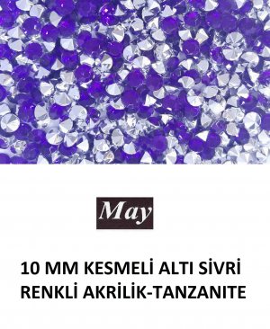 10 MM KESMELİ ALTI SİVRİ RENKLİ AKRİLİK-TANZANITE