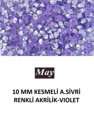 10 MM KESMELİ ALTI SİVRİ RENKLİ AKRİLİK-VIOLET