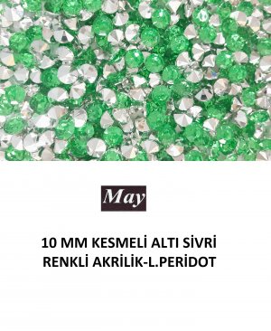 10 MM KESMELİ ALTI SİVRİ RENKLİ AKRİLİK-LIGHT PERİDOT