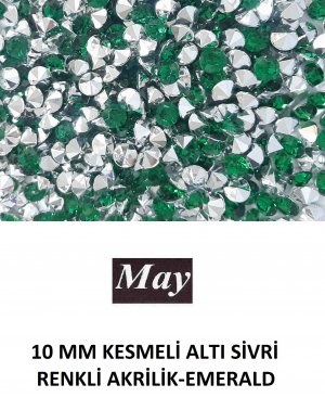 10 MM KESMELİ ALTI SİVRİ RENKLİ AKRİLİK-EMERALD