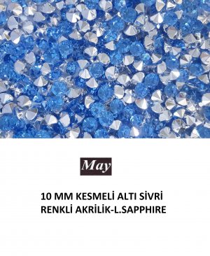 10 MM KESMELİ ALTI SİVRİ RENKLİ AKRİLİK-LIGHT SAPPHIRE