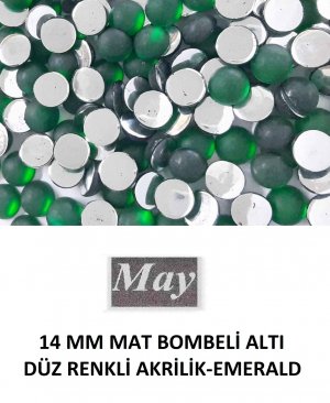 14 MM MAT BOMBELİ ALTI DÜZ RENKLİ AKRİLİK-EMERALD