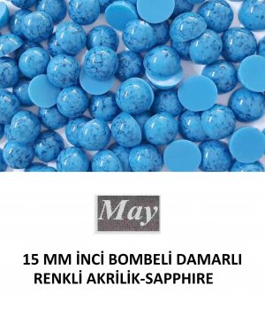 15 MM İNCİ BOMBELİ DAMARLI RENKLİ AKRİLİK-SAPPHIRE
