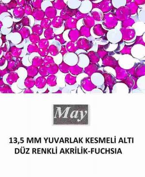 13,5 MM YUVARLAK KESMELİ ALTI DÜZ RENKLİ AKRİLİK-FUCHSIA
