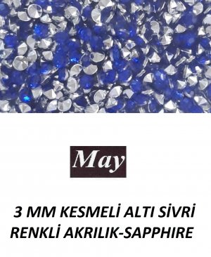 3 MM KESMELİ ALTI SİVRİ RENKLİ AKRILIK-SAPPHIRE