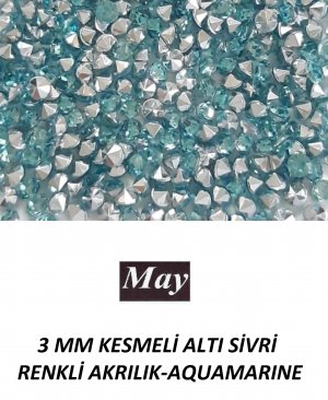 3 MM KESMELİ ALTI SİVRİ RENKLİ AKRILIK-AQUAMARINE