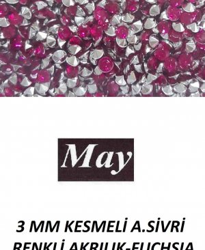 3 MM KESMELİ ALTI SİVRİ RENKLİ AKRILIK-FUCHSIA