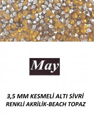 3,5 MM KESMELİ ALTI SİVRİ RENKLİ AKRİLİK-BEACH TOPAZ