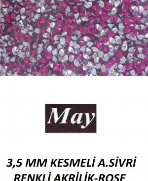 3,5 MM KESMELİ ALTI SİVRİ RENKLİ AKRİLİK-ROSE