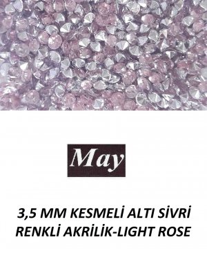 3,5 MM KESMELİ ALTI SİVRİ RENKLİ AKRİLİK-LIGHT ROSE