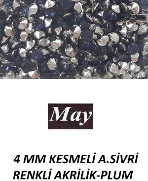 4 MM KESMELİ ALTI SİVRİ RENKLİ AKRİLİK-PLUM