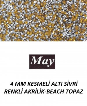 4 MM KESMELİ ALTI SİVRİ RENKLİ AKRİLİK-BEACH TOPAZ