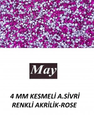 4 MM KESMELİ ALTI SİVRİ RENKLİ AKRİLİK-ROSE