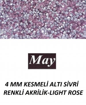 4 MM KESMELİ ALTI SİVRİ RENKLİ AKRİLİK-LIGHT ROSE