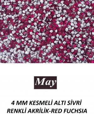 4 MM KESMELİ ALTI SİVRİ RENKLİ AKRİLİK-RED FUCHSIA